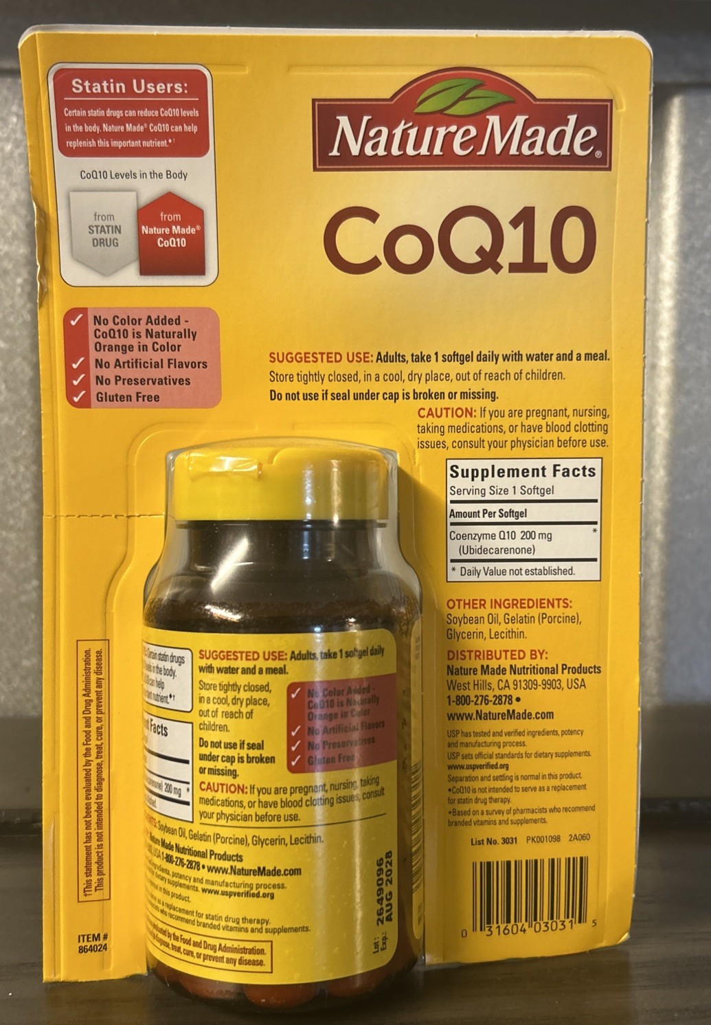 Nature Made CoQ10 Softgels 200mg 140 Sofgels Exp 8/2028