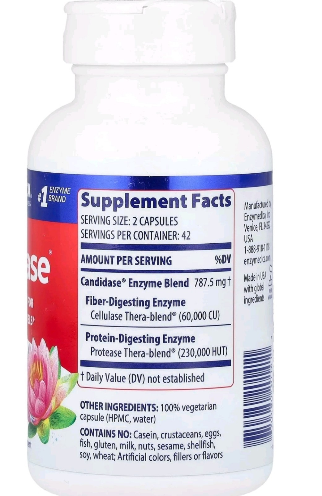 Enzymedica Candidase 84 Capsules Exp Date 2/27