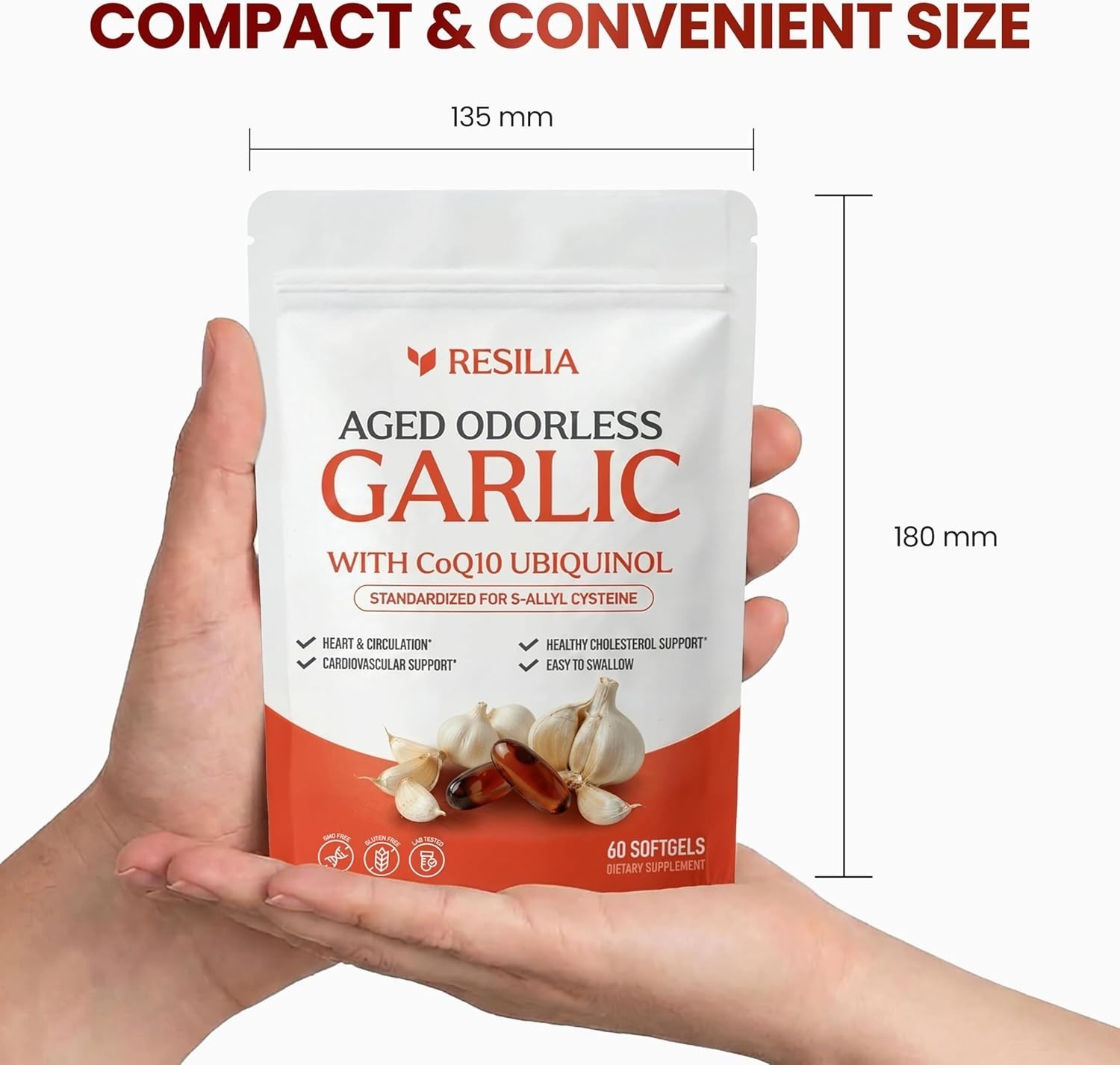 Resilia Garlic Extract 600mg Softgels (60 Count) – Odorless Aged Garlic Extra…