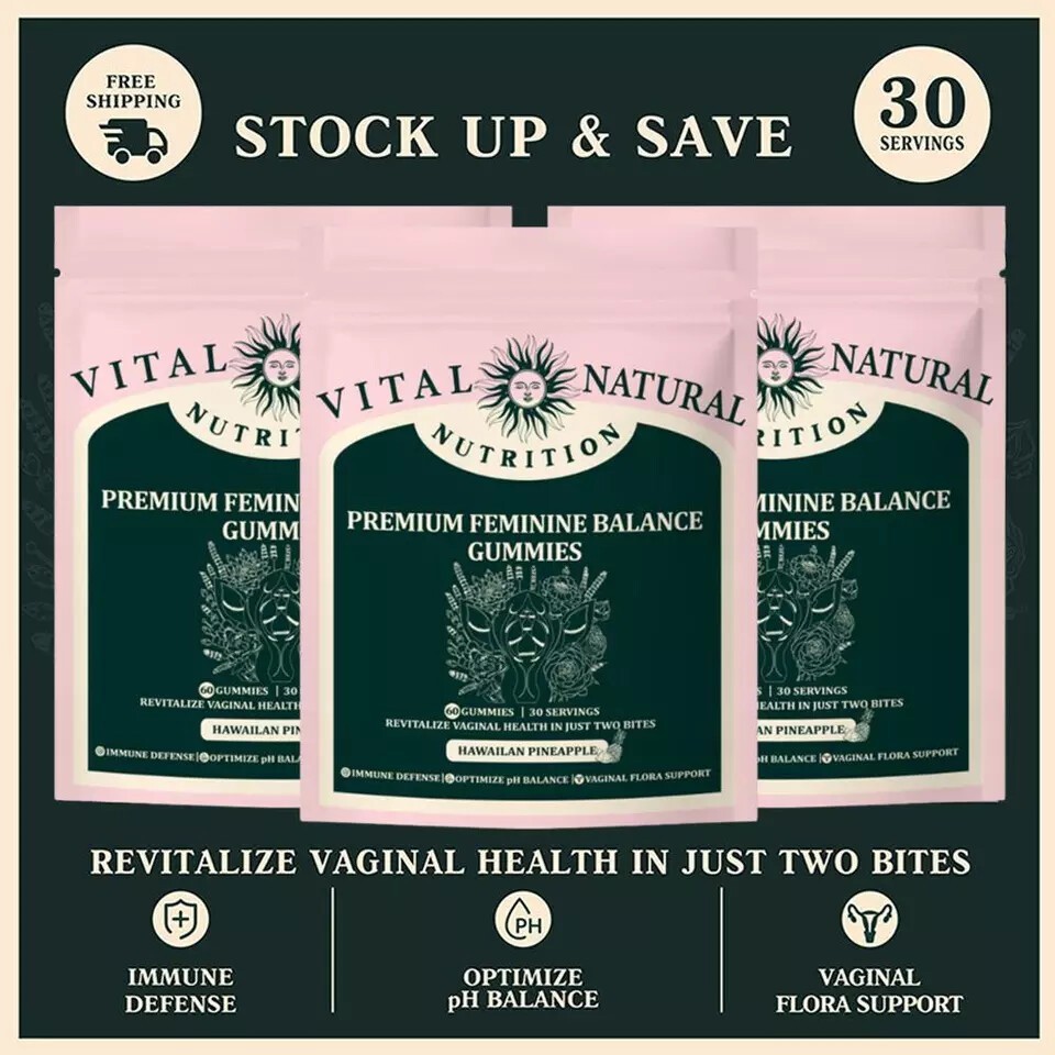 3/2Pack Vital Source Feminine Balance Gummies Hawaiian Pineapple US