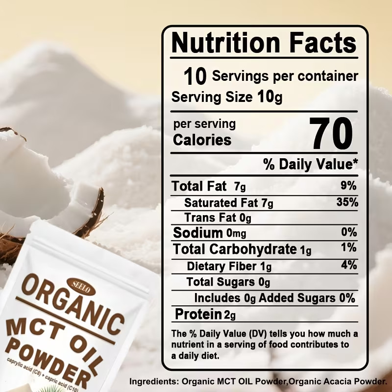 Organic MCT Oil Powder with Prebiotic Fiber, 1 lb 16 oz | C8 & C10 MCT Oil fo…