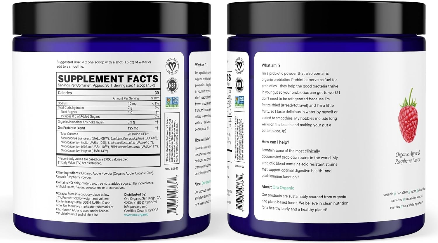 Ora Organic Prebiotic and Probiotic Powder Supplement 30 Servings (Pack of 1)