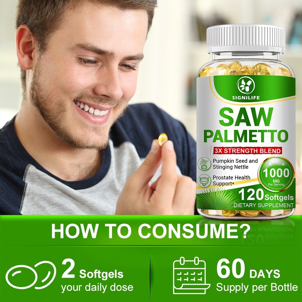 120 Softgels Saw Palmetto Extract 1000mg Prostate Supplement Urinary Men Health