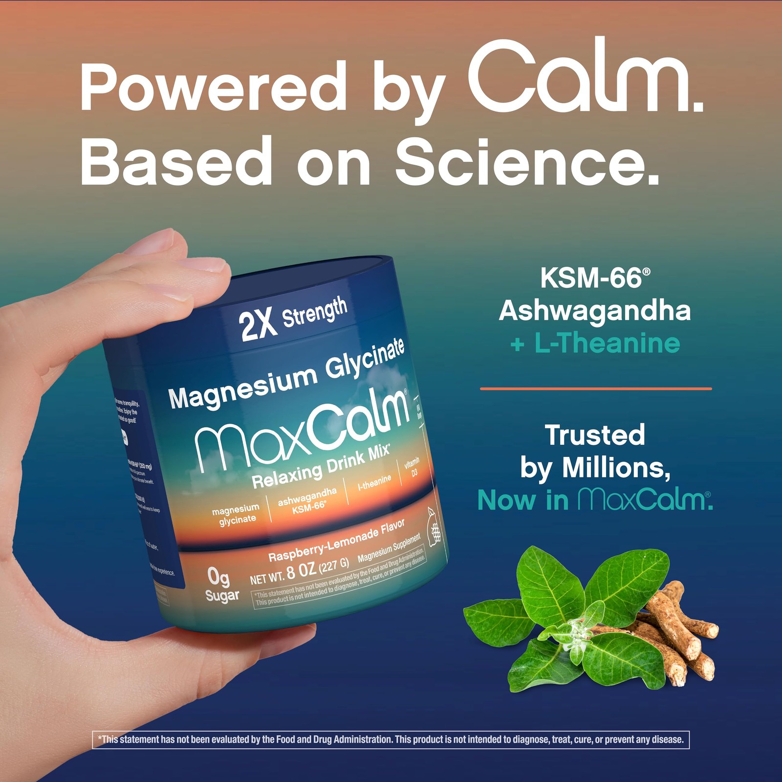 Max Calm Relaxing Drink Mix | Raspberry-Lemonade Flavor | 8 Ounce (Pack of 1)