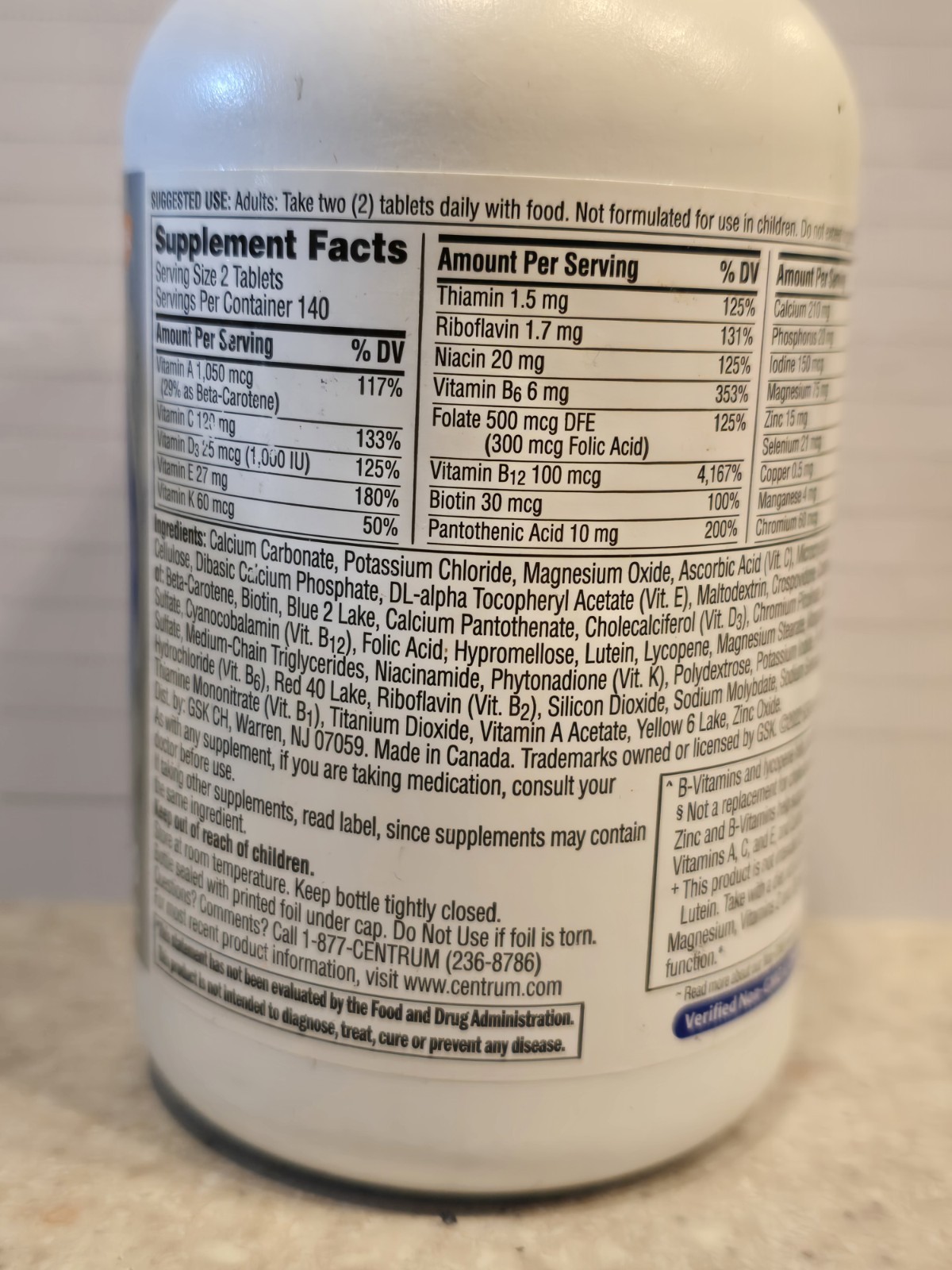 Centrum Minis for Men 50 + Multivitamin & Multimineral, 280 Tablets Exp 07/2026