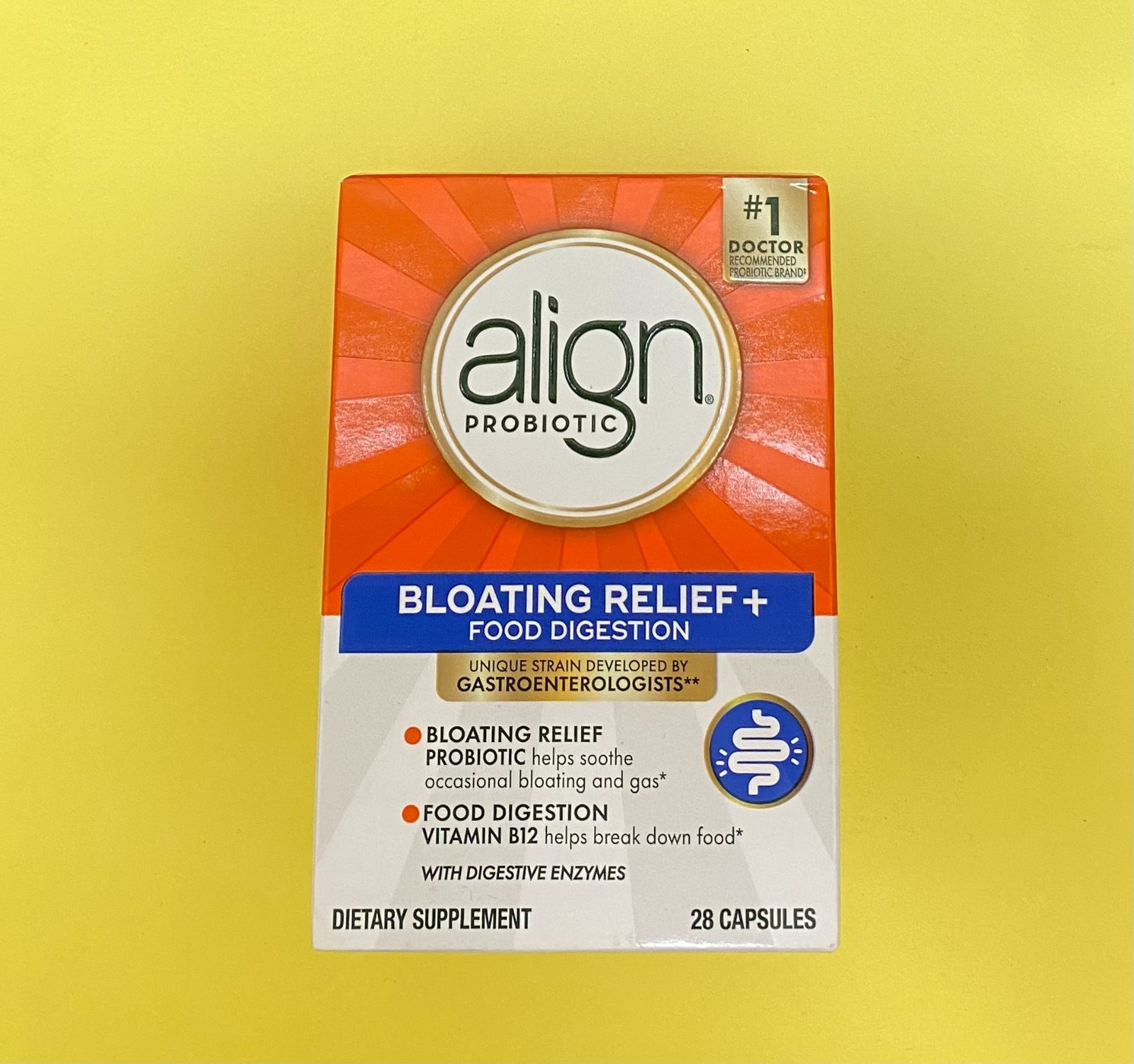 Align Probiotic Bloating Relief + Food Digestion 28 Capsules Exp 08/26