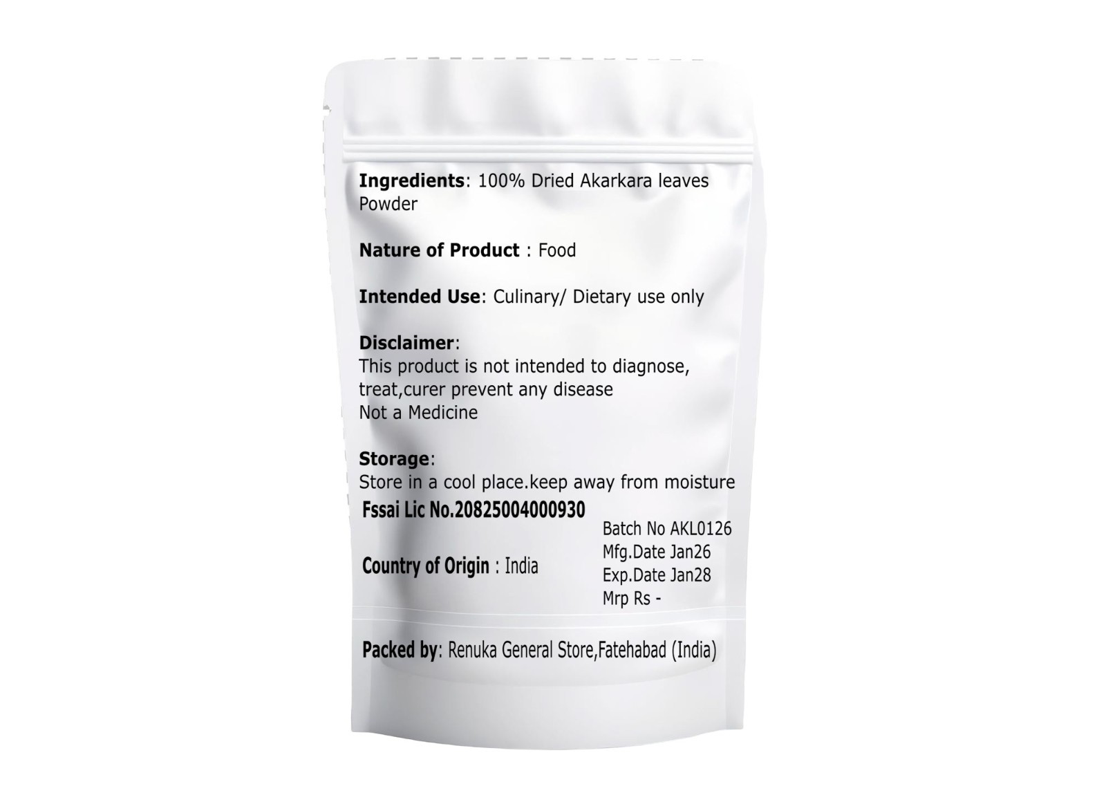 Akarkara leaves herbal supplements 100gm