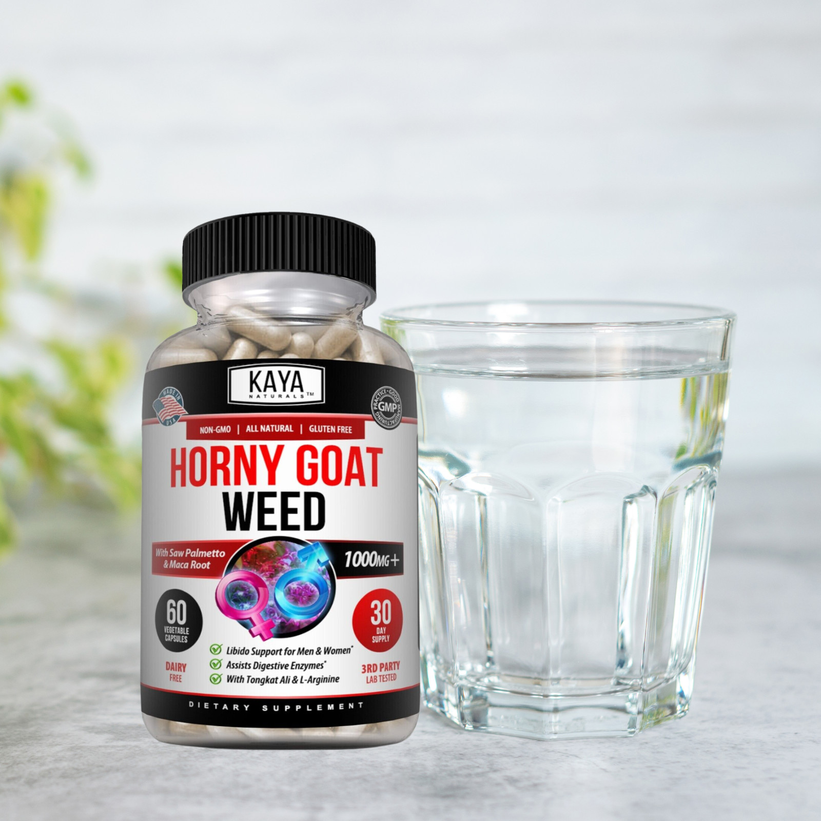 Horny Goat Weed for Men & Women-with Maca, Saw Palmetto, Ginseng, L-Arginine