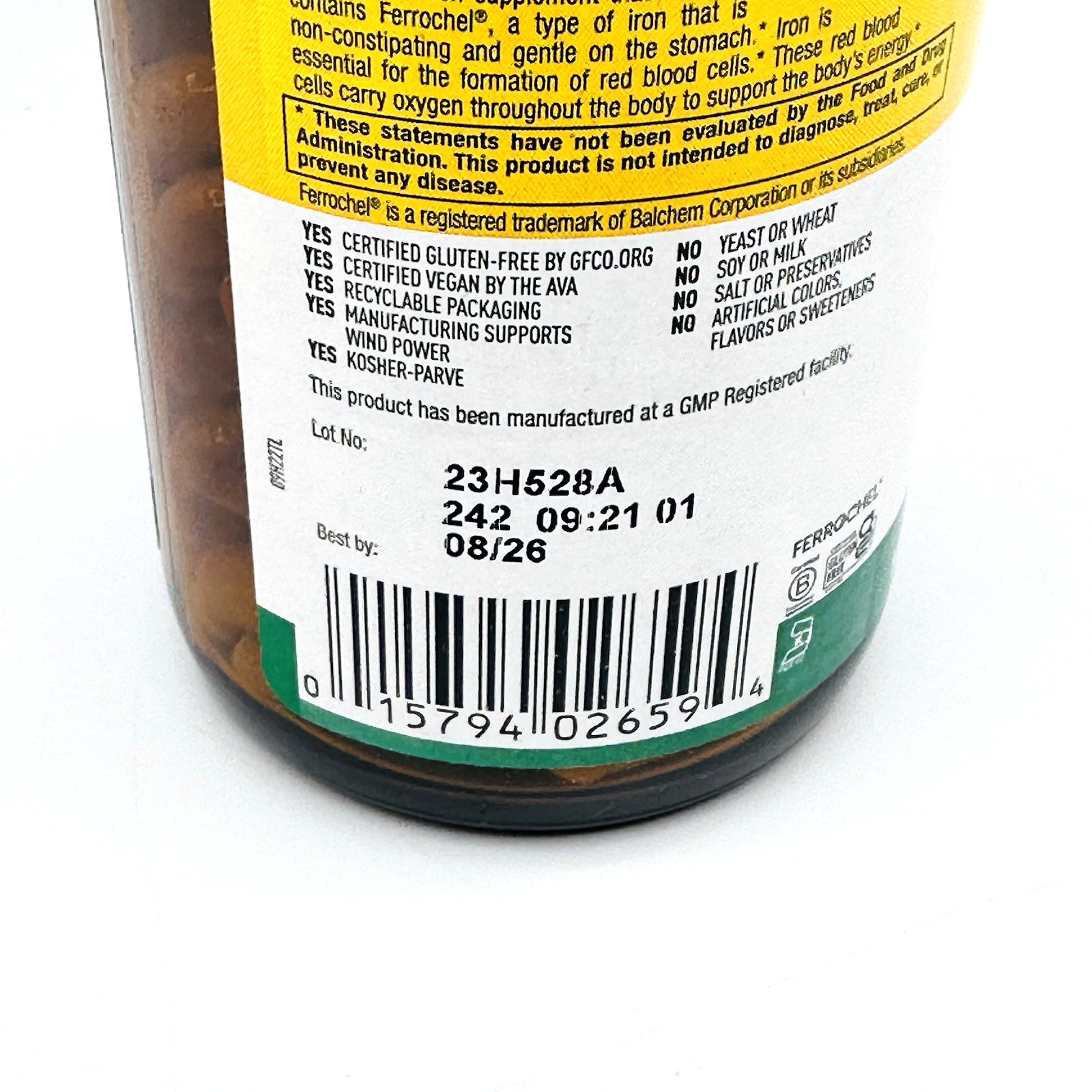 Easy Iron Dietary Supplement by Country Life – 25 mg – 90 Capsules – Exp 08/2026