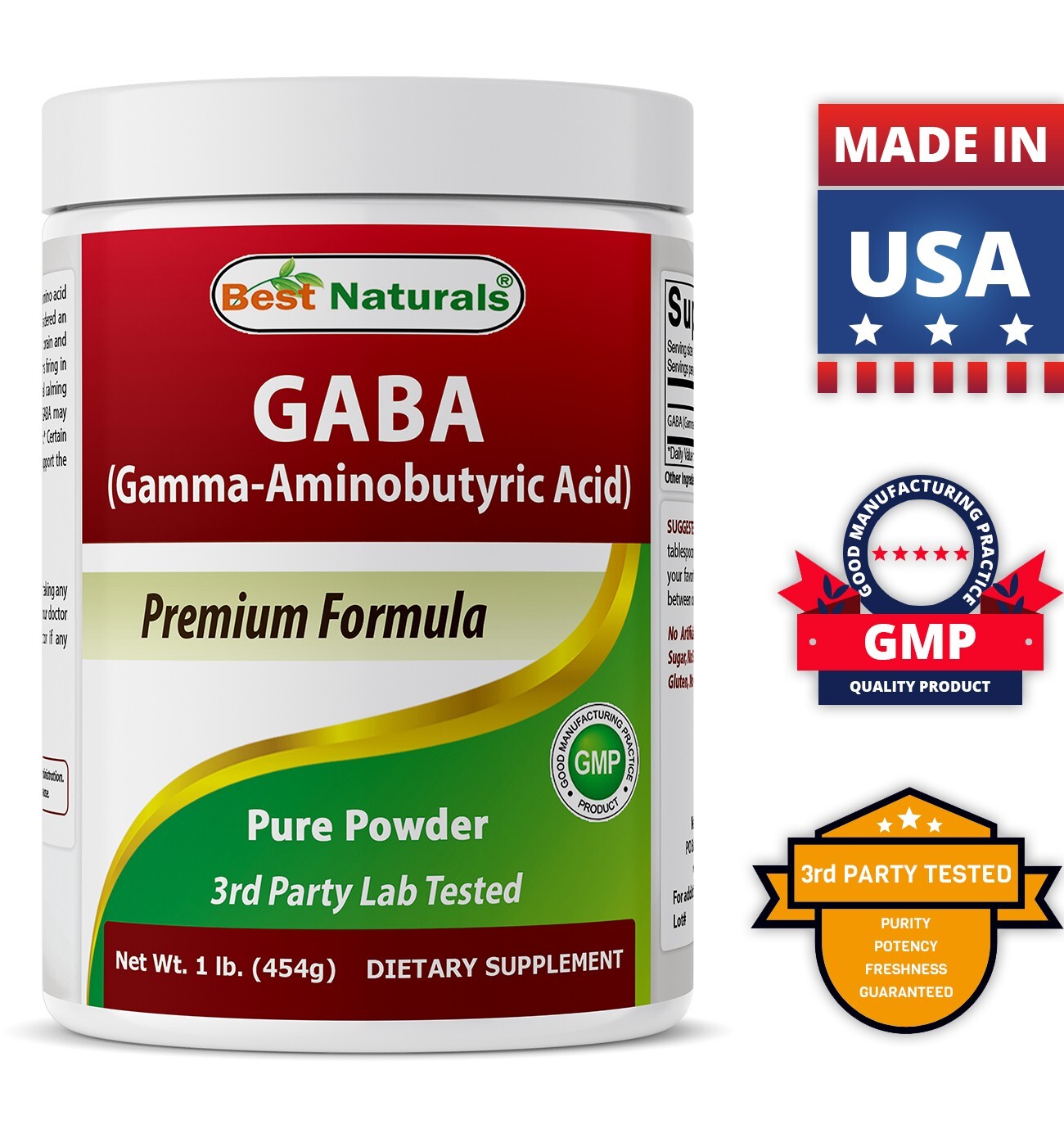 Best Naturals GABA (Gamma Aminobutyric Acid) Pure 1 Lb Powder