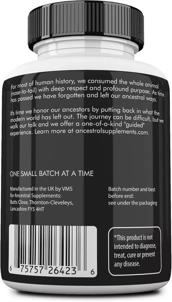 Ancestral Supplements Grass Fed Beef Organ Supplement – Non-GMO, 180 Ct 1-5x