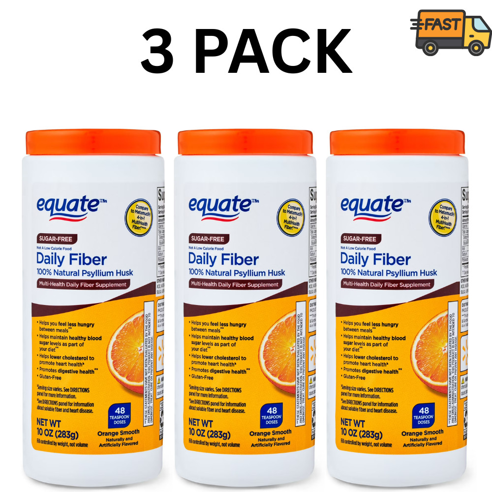 Equate Daily Fiber Psyllium Husk Fiber Supplement 100% Natural 3 Pack