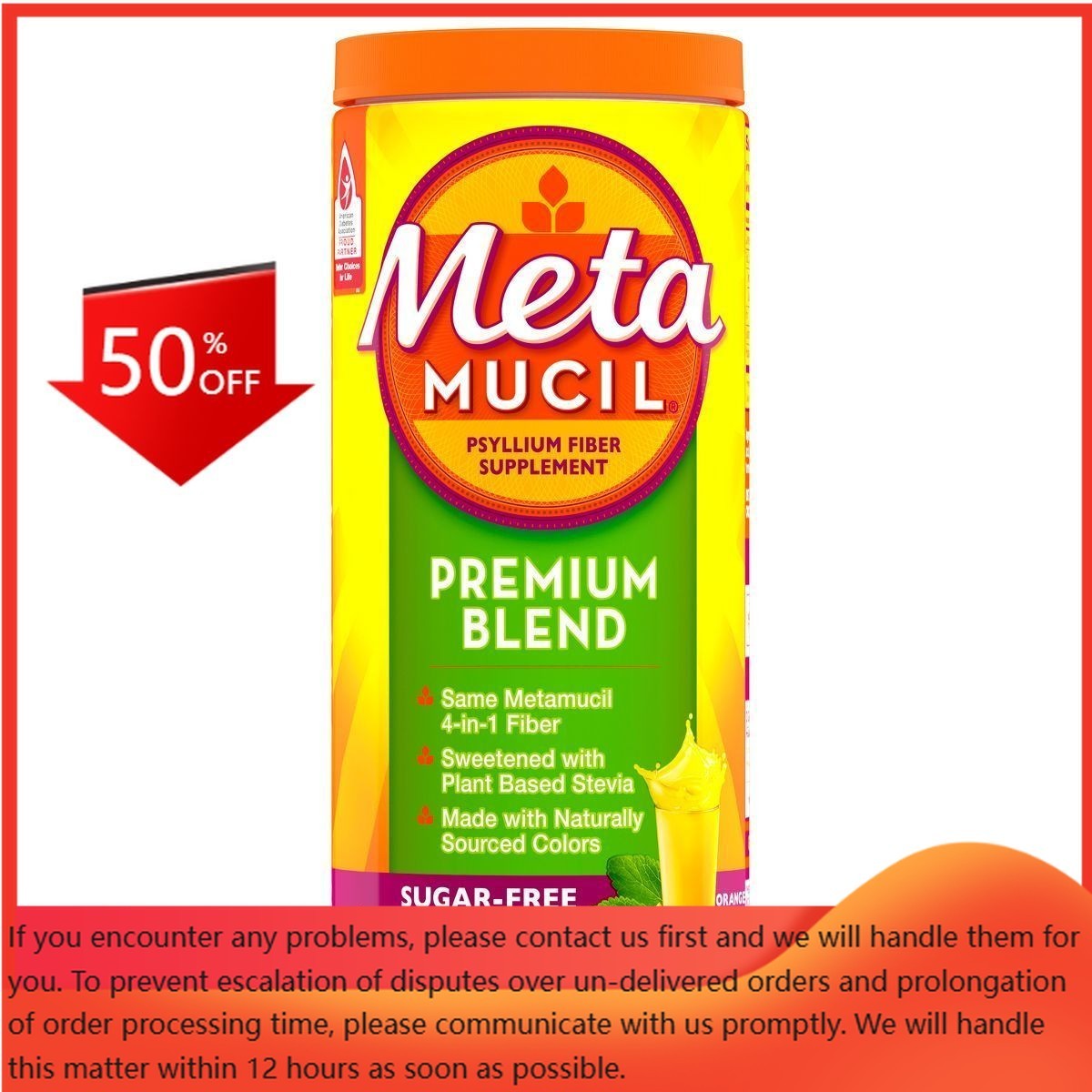 Metamucil Premium Blend Relief Friendly Fiber Powder – 72 Dose/14.9oz
