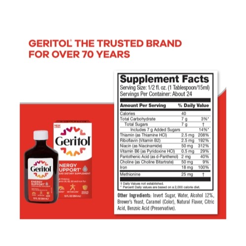 5 Pack Geritol Liquid High Potency Vitamin & Iron Supplement 12Oz Each