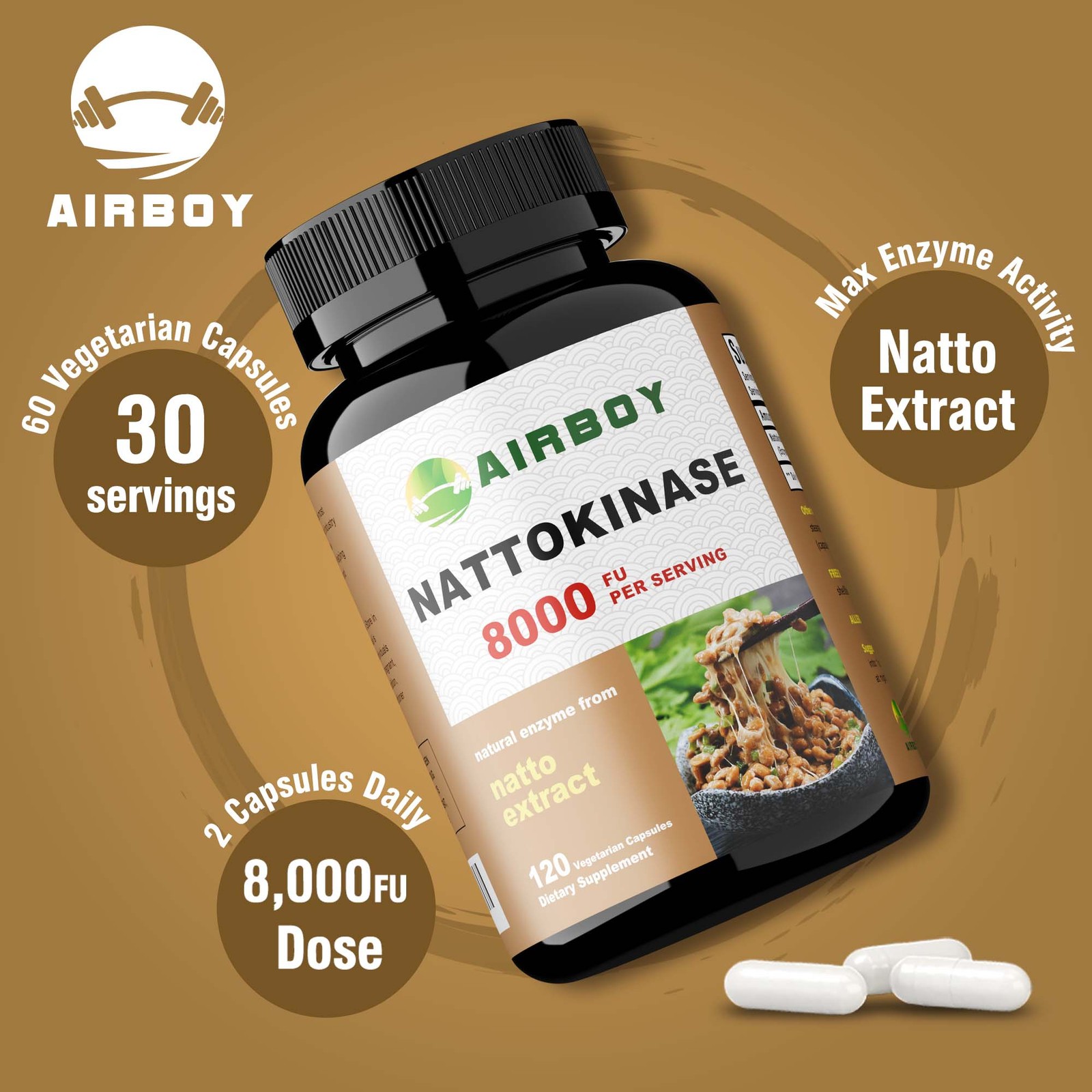 Nattokinase 8000FU – Blood Flow, Heart & Cardiovascular Health, High Quality