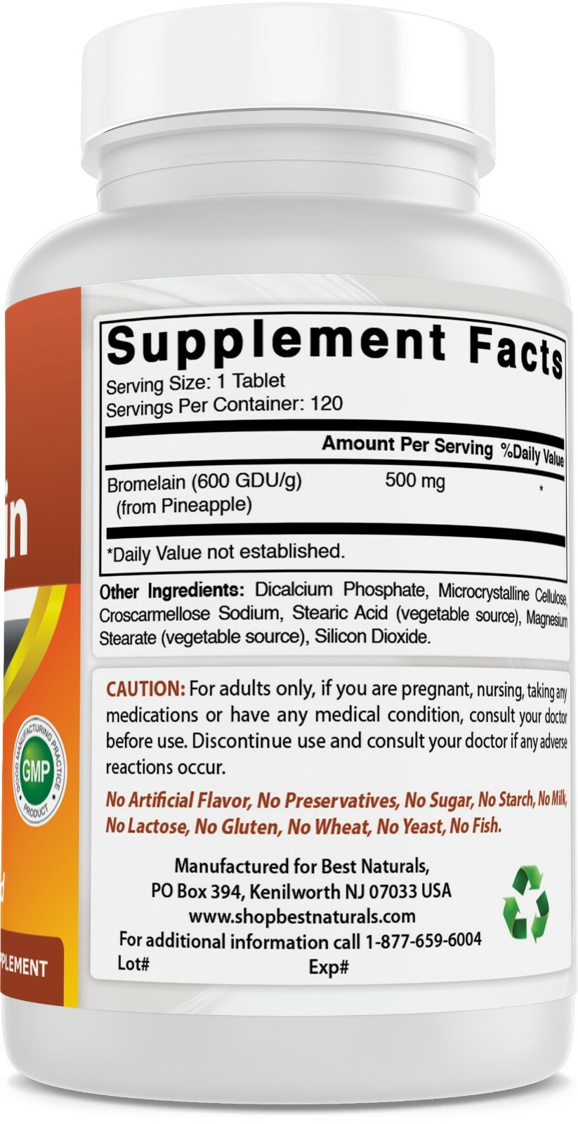 Best Naturals Bromelain 500 mg 120 Tablets