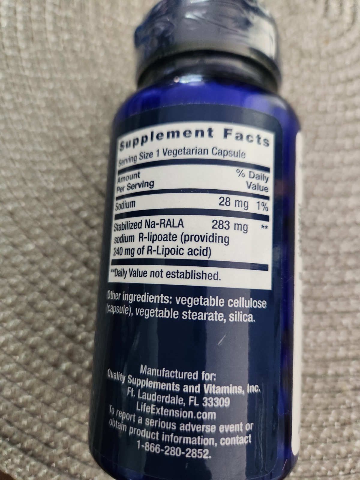 Super R-Lipoic Acid 240mg R-ALA Bio-Enhanced Lipoic Acid 60Caps Life Extension