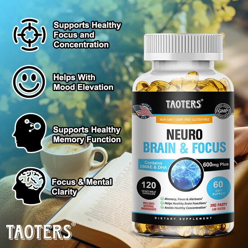 Neuro Brain & Focus 600mg 30/60/120 Capsules Improve Memory, Focus & Alertness