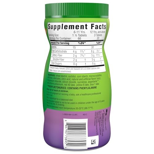 Benefiber Chewable Prebiotic Fiber 100 Count (Pack of 1), Asst. Fruit