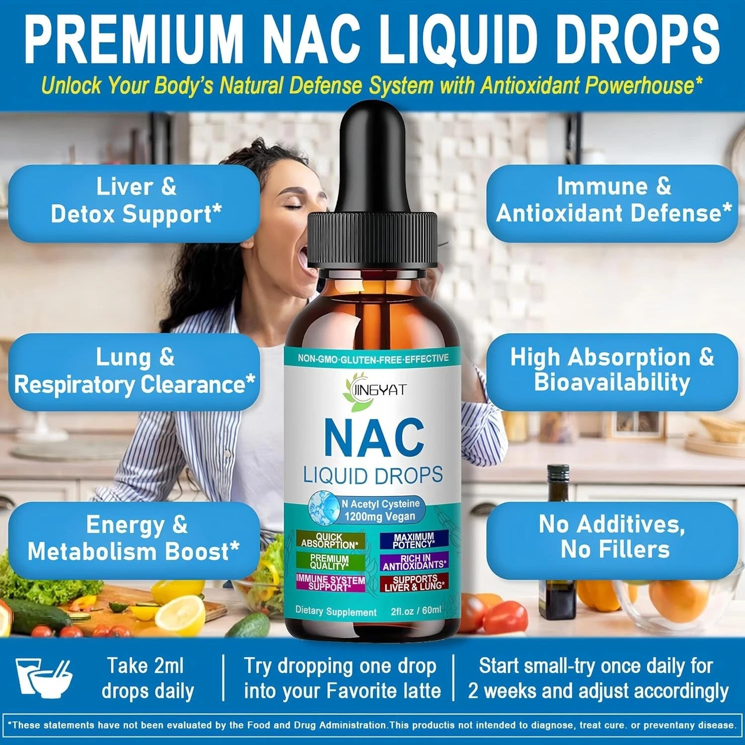 NAC Supplement N-Acetyl Cysteine | High Absorption 2 Fl Oz (Pack of 1)