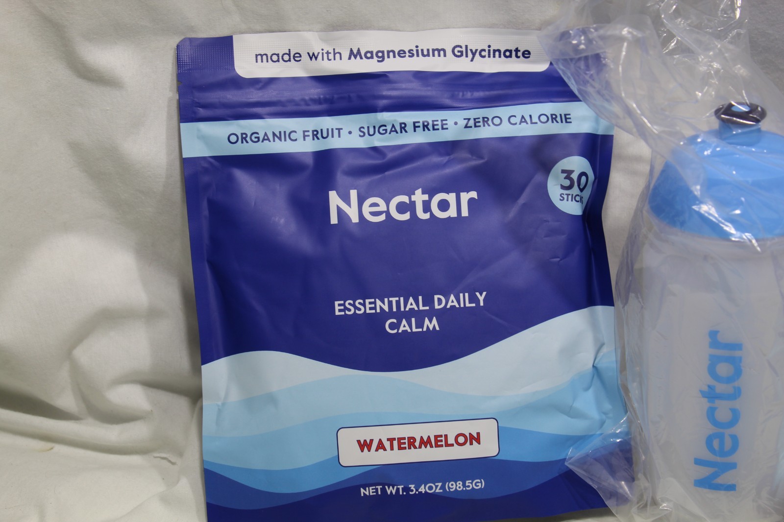 2 Nectar Daily Calm Watermelon (30 packets Each), Energy Sample Pack, Water Bott