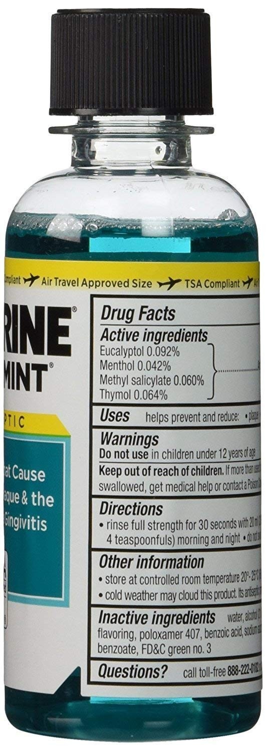 Listerine Cool Mint Antiseptic Mouthwash for Bad 3.2 Fl Oz (Pack of 12)