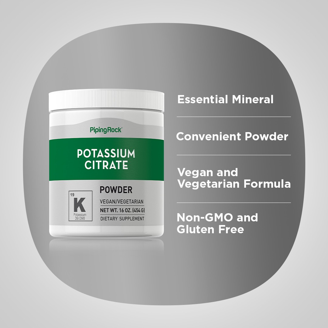 Potassium Citrate Powder | 1 lb | Unflavored | Vegetarian | by Piping Rock
