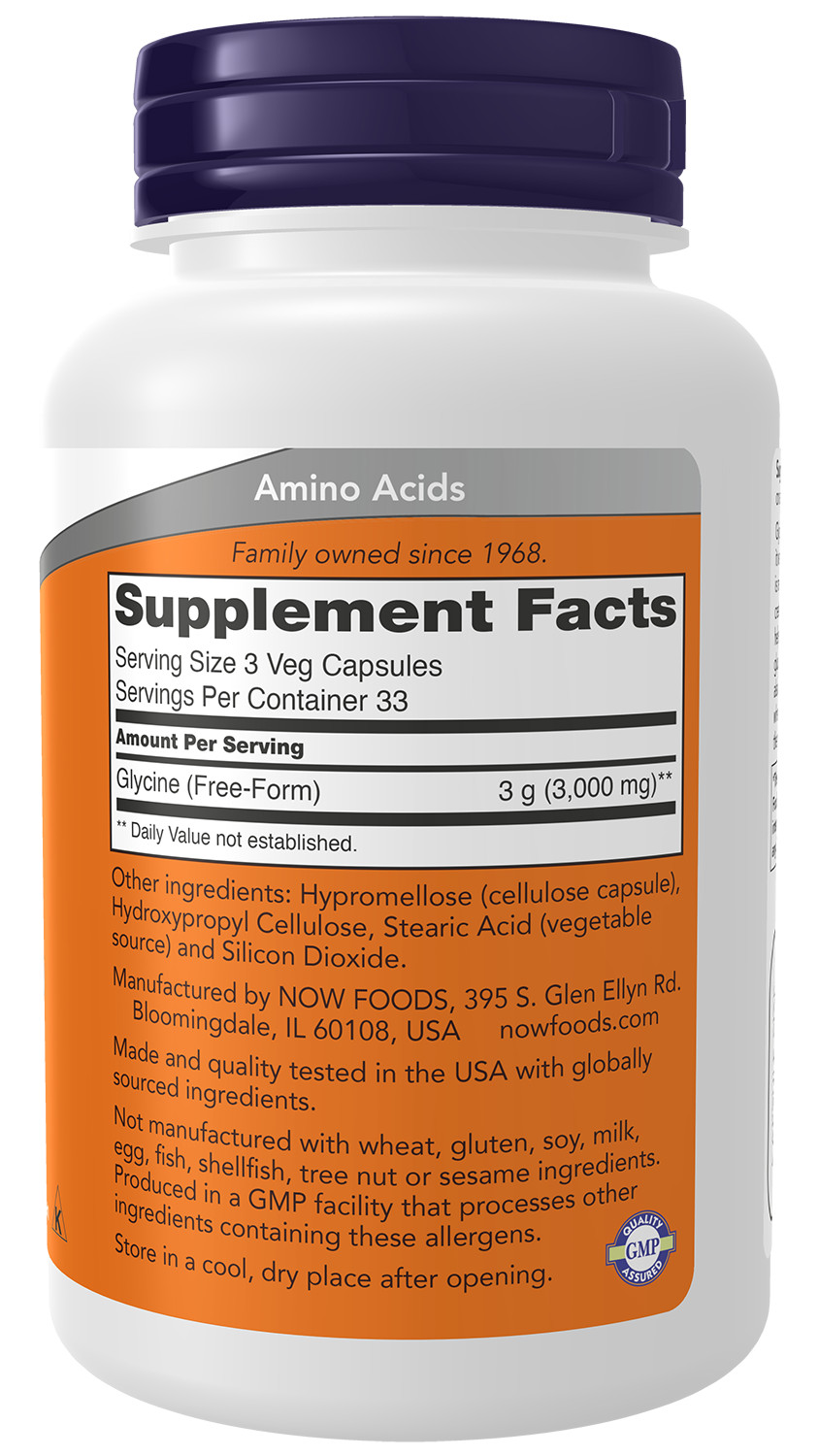 Now Foods: Glycine Amino Acid 1000 mg Promote Restful sleep 100 caps 08/2026 EXP