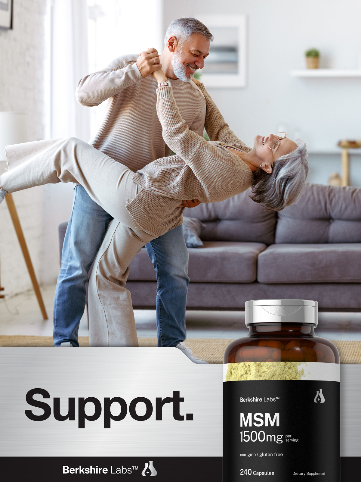 MSM Capsules 1500mg | 240 Count | Non-GMO, Gluten Free | Berkshire Labs
