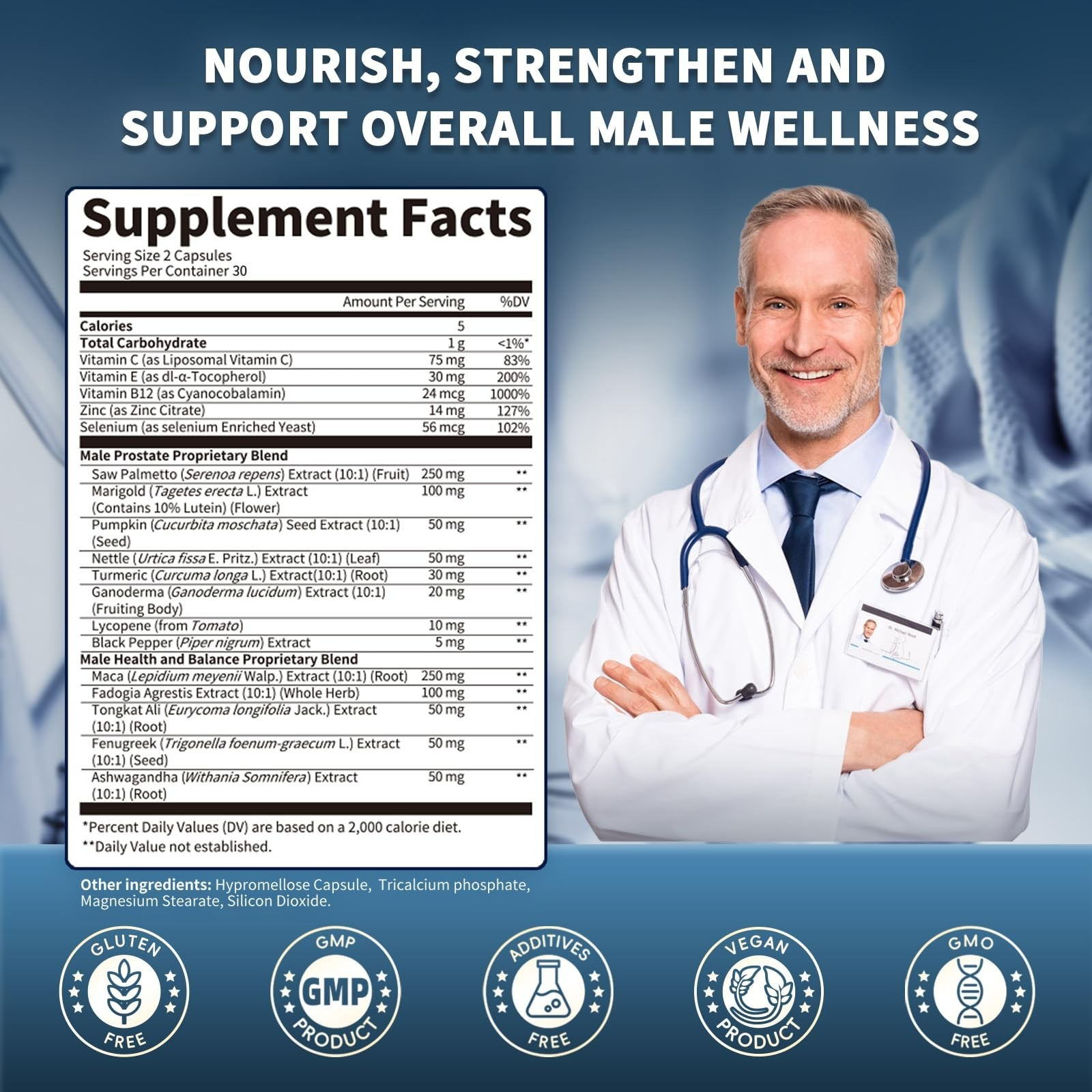 Prostate Health Supplements for Men – 60 CT Urinary Tract Support, DHT Blocker,