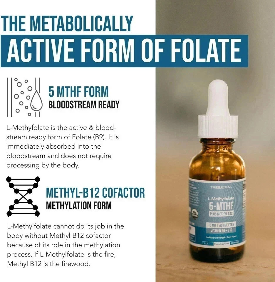 L-Methylfolate 5-MTHF Plus Methyl B12 15 MG Active Formula B9 Fresh!