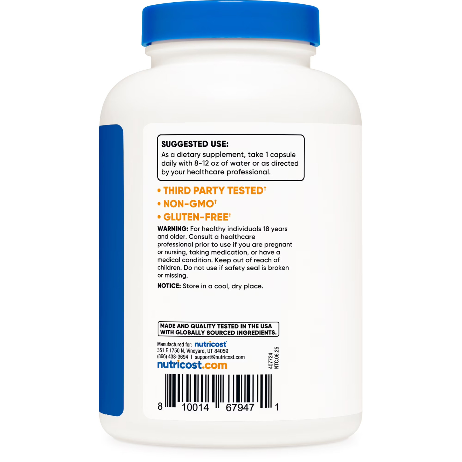 Potassium Citrate 99mg 500 Capsules Non-GMO Gluten Free