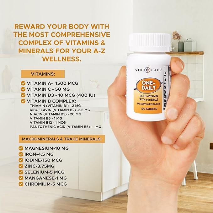 Gericare One Daily Multivitamin Mineral Nutritional Supplement Tablets 100 ct