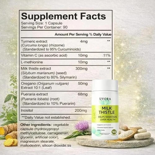 2PCS Uvora Milk Thistle Detox high-quality Herbal Supplement With Milk Thistl…