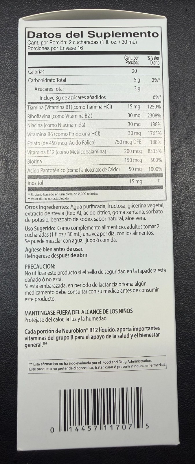 NEUROBION – B12 COMPLEX – LIQUID DIETARY SUPPLEMENT – SYRUP 16 OZ