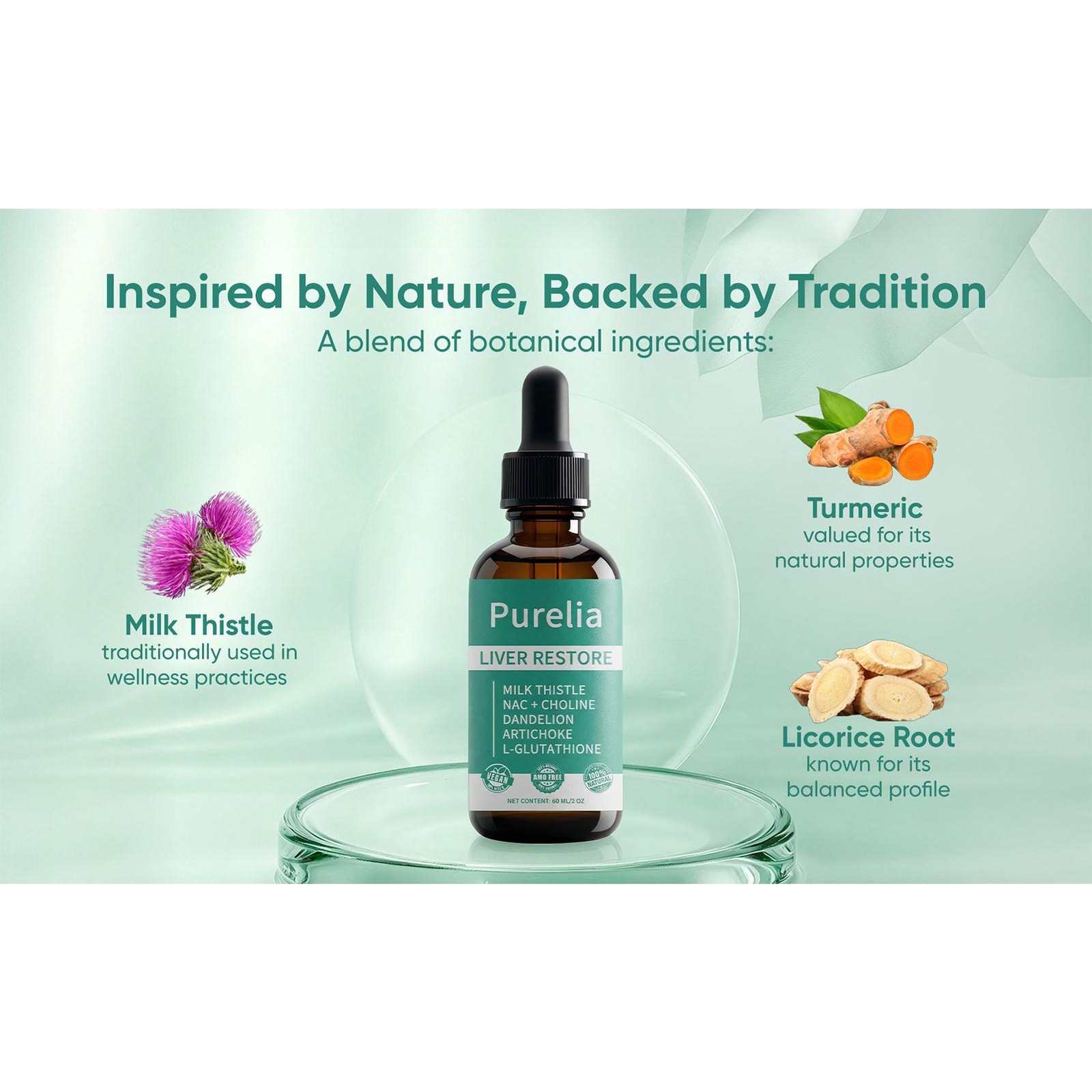 Purelia Liver Restore, Complete Liver Support Supplement With Milk Thistle 60ml