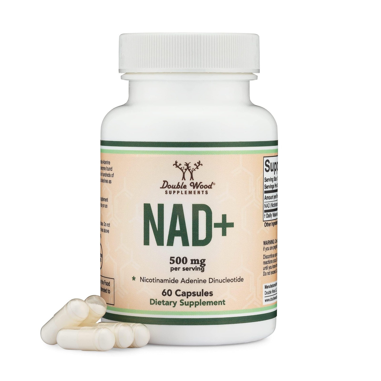 NAD+ Anti-Aging Supplement | 500mg Pure NAD Plus | 30-Day Supply | Vegan, Non-GM