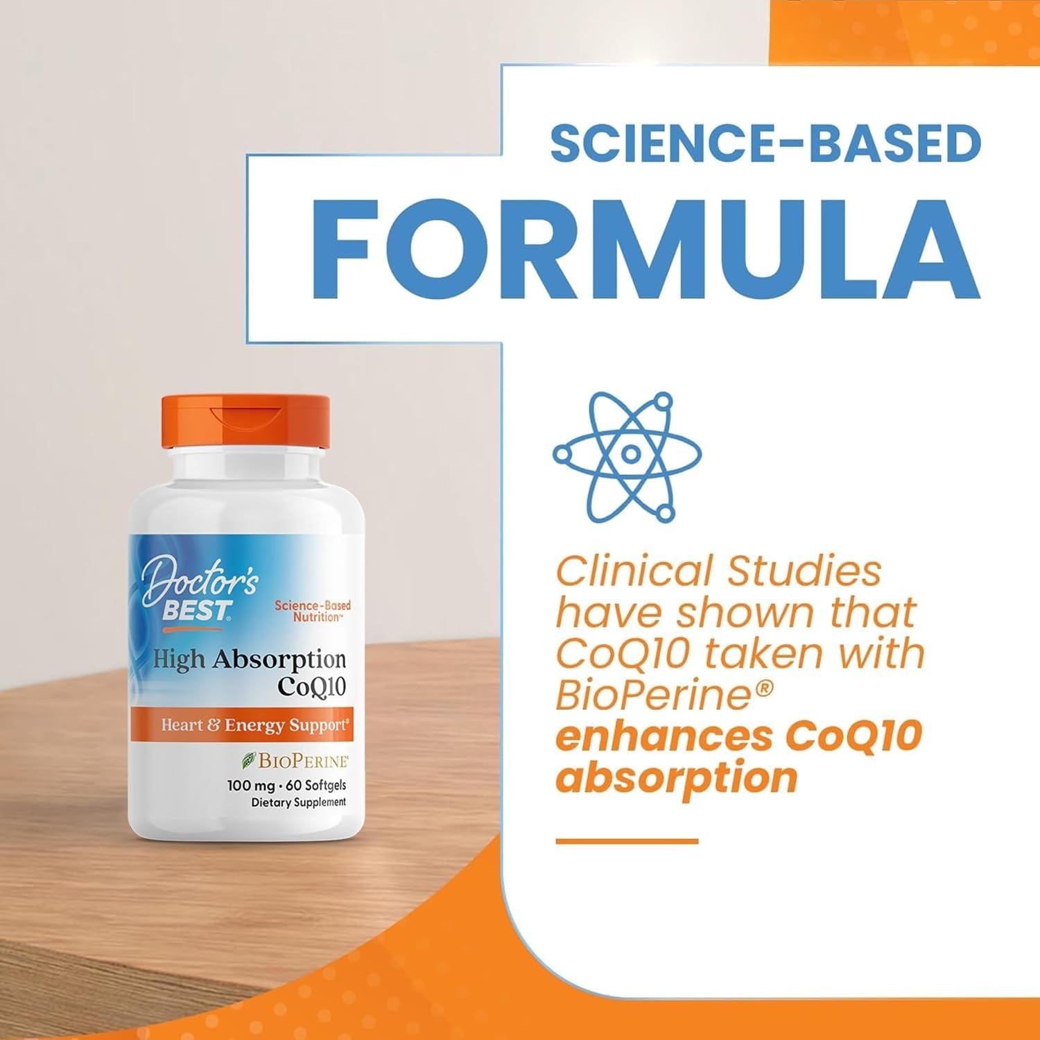 100 mg High Absorption CoQ10 with BioPerine – Heart Health & Energy, 60 Softgels