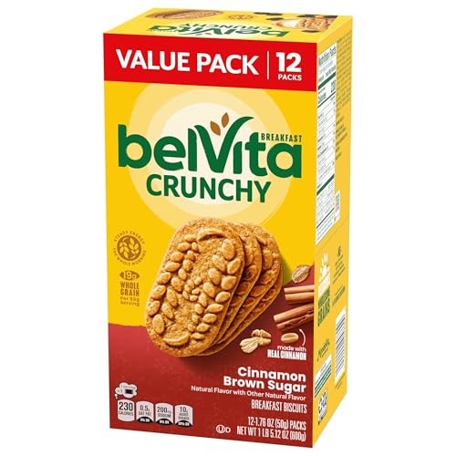 belVita Breakfast Bars Biscuits, Cinnamon Brown 21.12 Ounce (12 Pack), brown