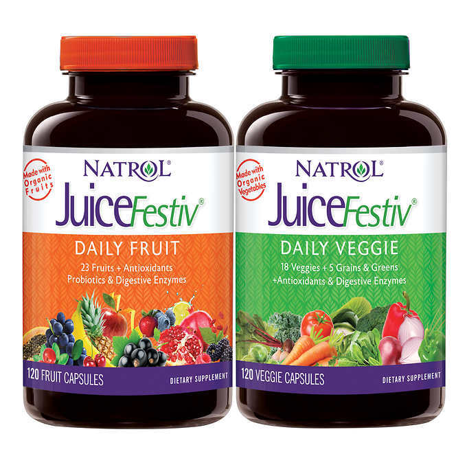 Natrol JuiceFestiv Daily Fruit and Veggie, 240 Capsules Probiotics Antioxidants