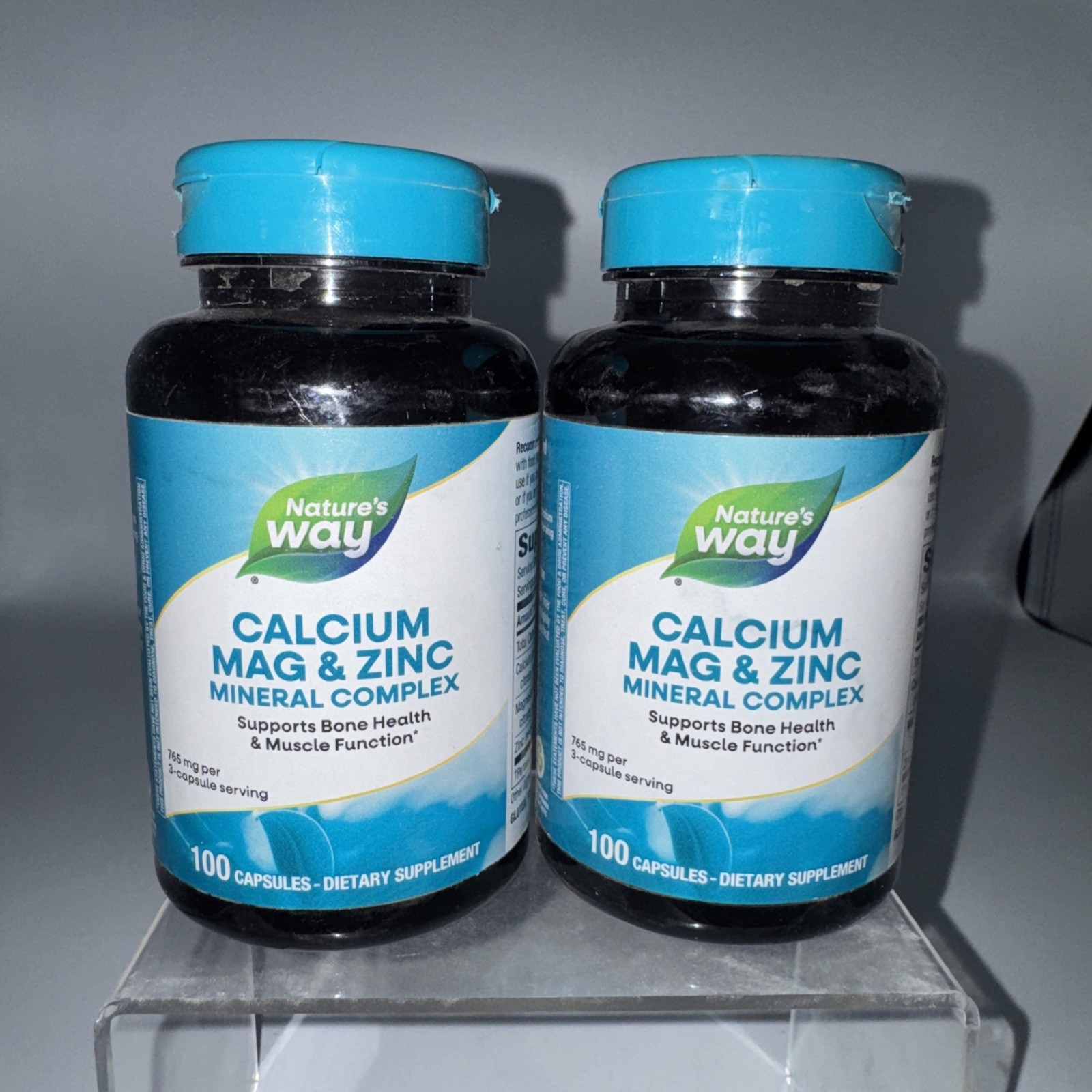 Lot Of 2 Nature’s Way Calcium Magnesium Zinc Bone Health 100 Caps Ea Ex 12/27