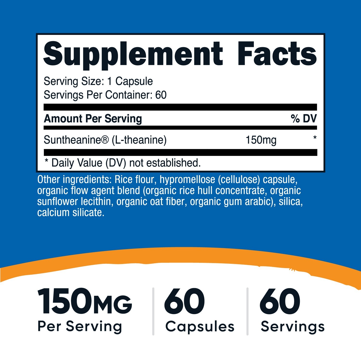 Nutricost Suntheanine (150mg) 60 Capsules – L-Theanine, Vegan, GMO-Free