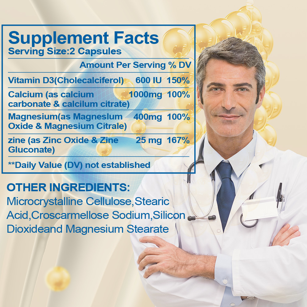 Calcium Magnesium Zinc with Vitamin D3 Strong For Bone Health Muscle Improvement