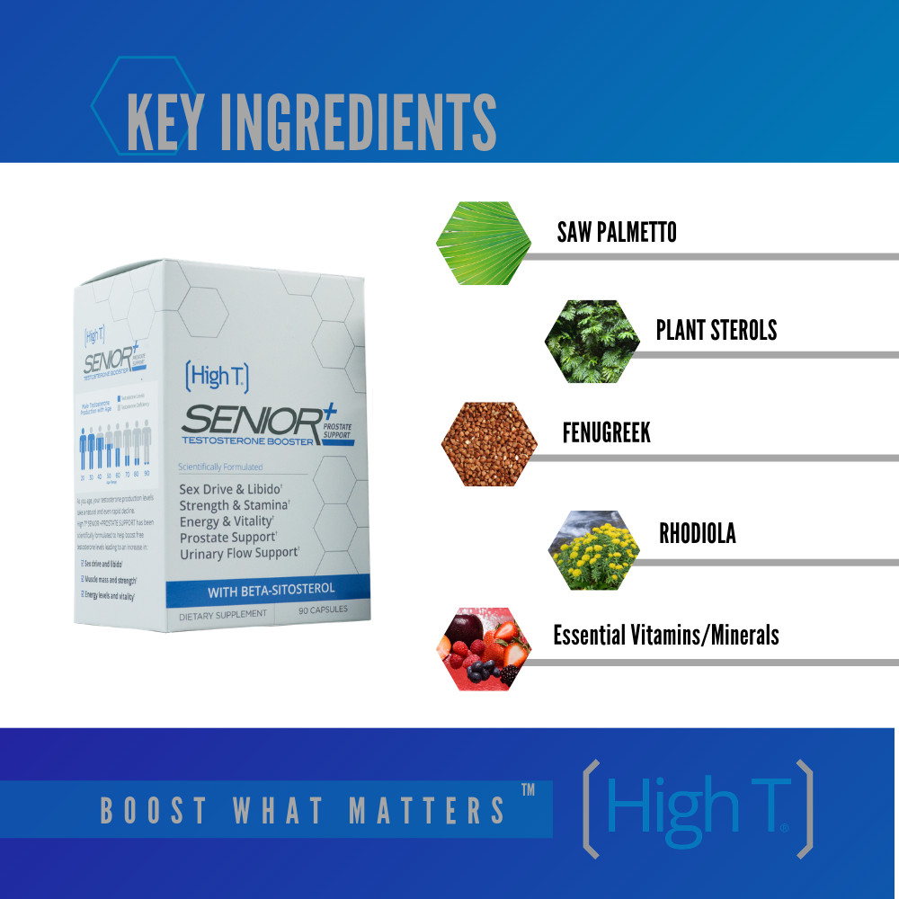 High T Senior+ Testosterone Booster Supplement, 90 Capsules