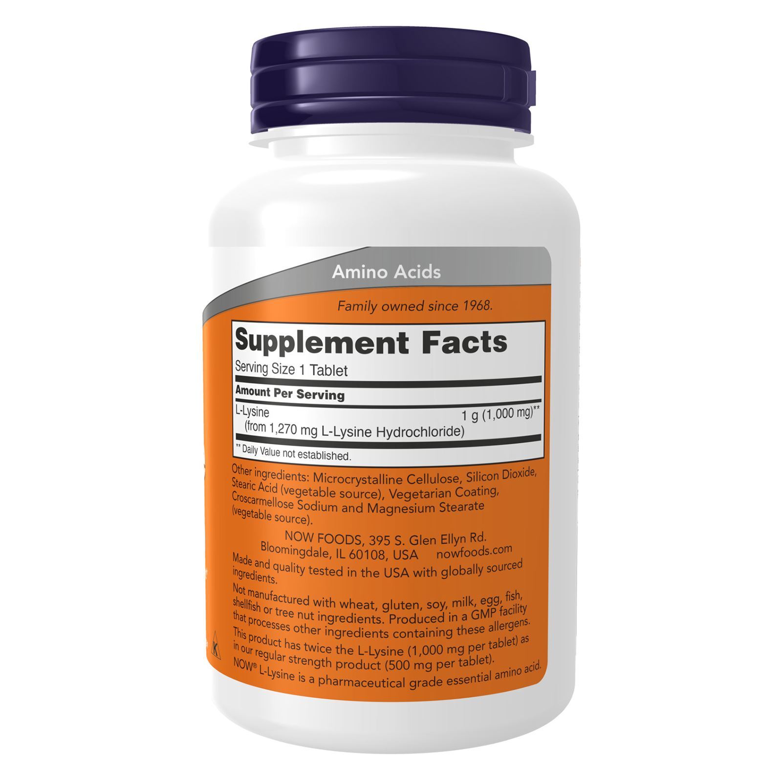 NOW FOODS L-Lysine, Double Strength 1000 mg – 100 Tablets