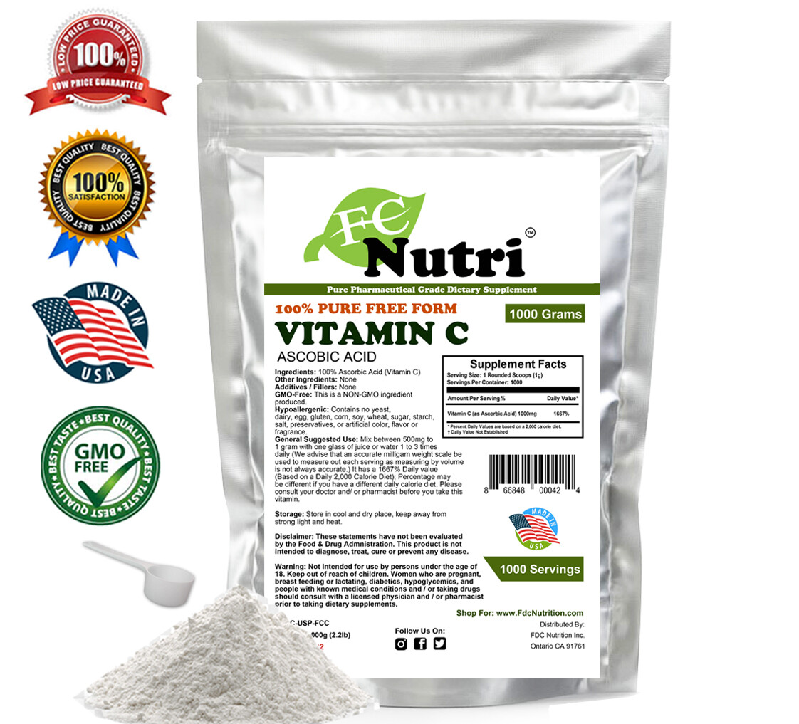 ASCORBIC ACID 2 lb Pure Vitamin C Powder USP Non-GMO Non Irradiated Antioxidant
