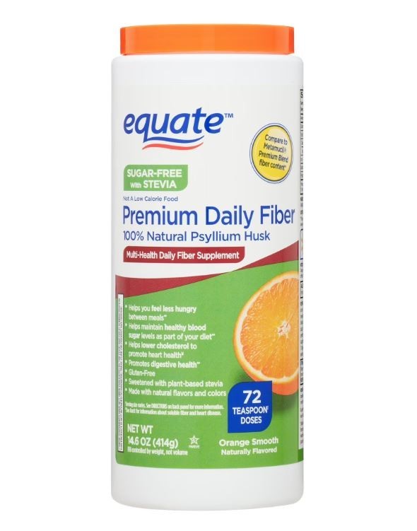 Equate Premium Sugar Free Daily Fiber Supplement Orange Flavor Powder, 14.6 oz