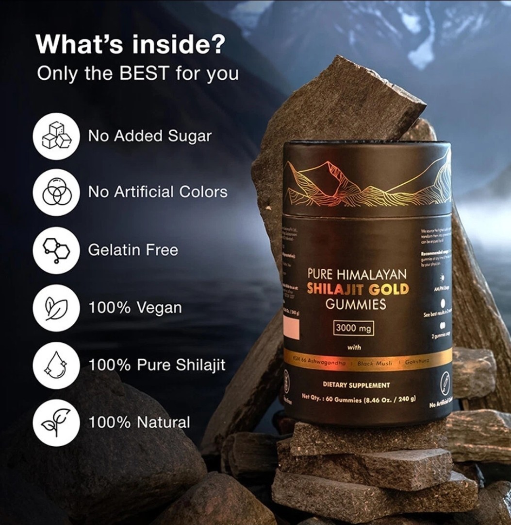 3X Shilajit Himalayan Natural Gold Gummies 3000mg With Ashwagandha Gokshura