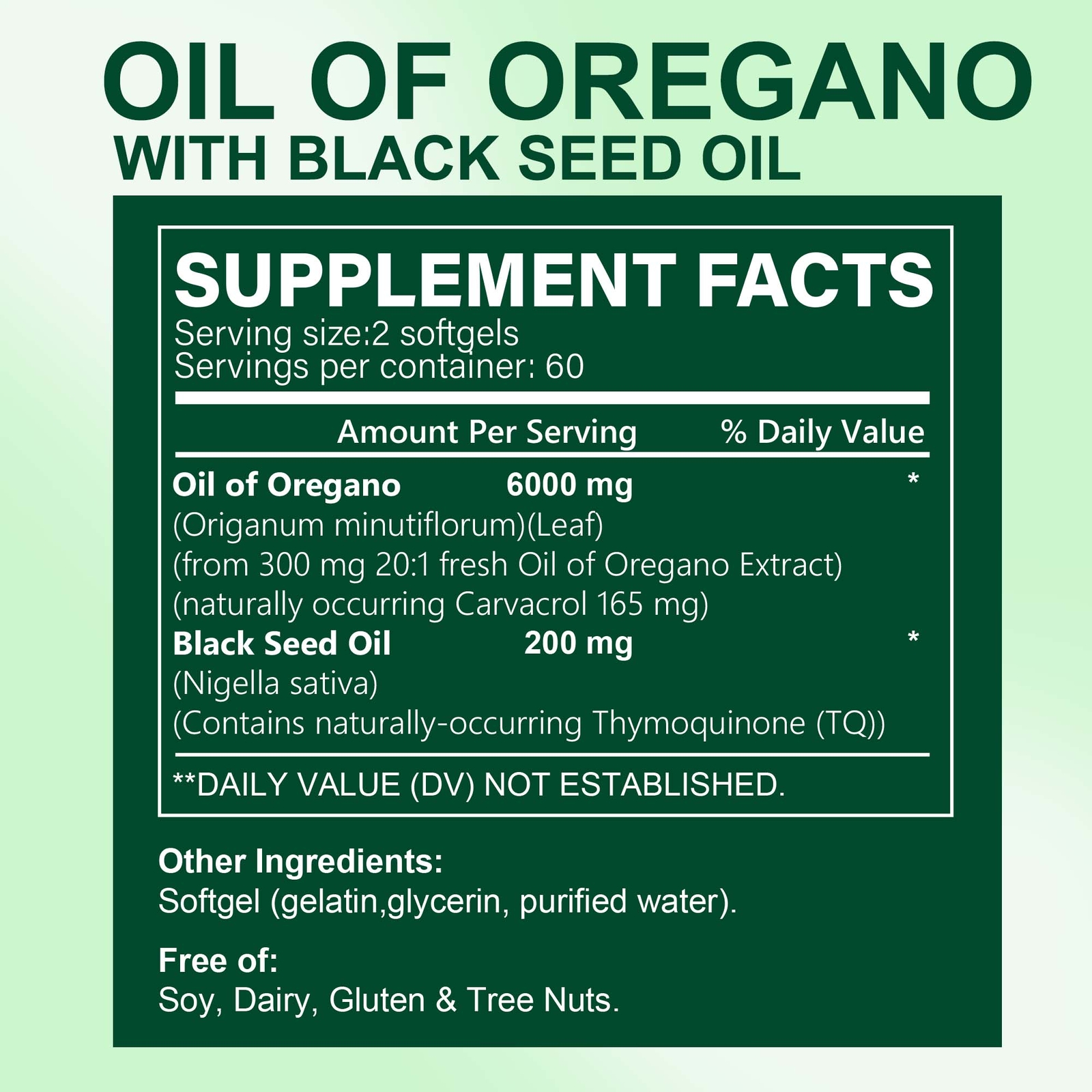 120pcs Oil of Oregano – Carvacrol, Support Digestive, Respiratory, Joint Health
