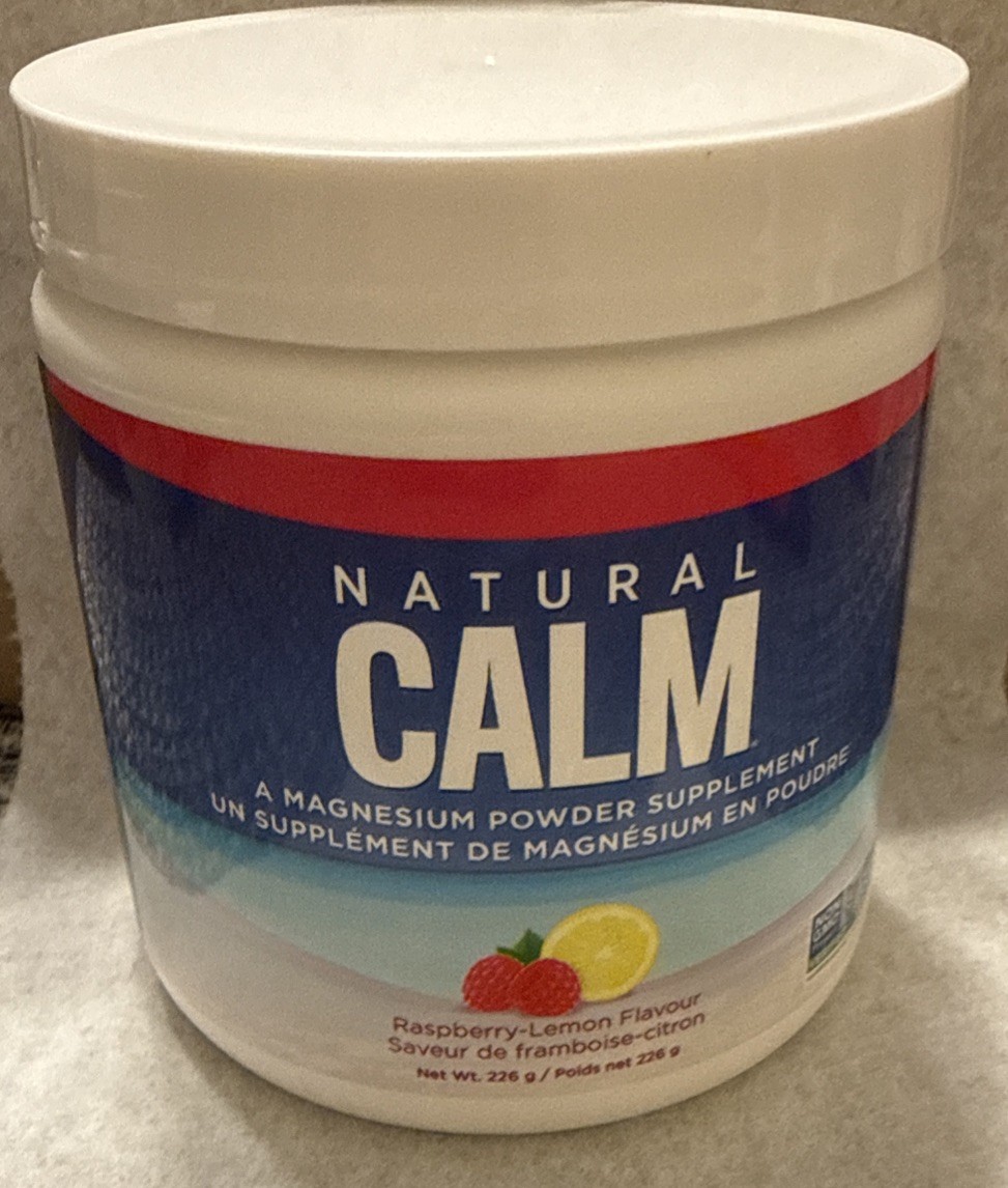 Natural Calm Magnesium Powder Supplements 8 oz, RASPBERRY/LEMON Exp. 02/2028New
